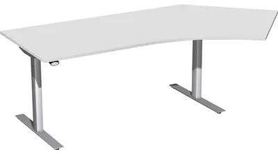 Produktbild von geramöbel Geramöbel Schreibtisch Elektro Flex 2.166 x 650-1.250 x 800/1.130 mm (B x H x T) melaminharzbeschichtet lichtgrau