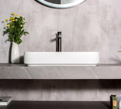 Produktbild von Aufsatzwaschbecken NT38 - Mineralguss - Weiß matt - 60 x 40 x 11 cm