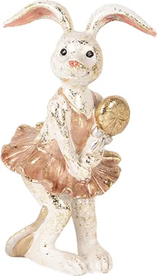 Immagine prodotto di Clayre & Eef Figura decorativa di coniglio 14 cm Beige Plastica color oro