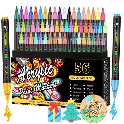 Produktbild von Omgoods – Acrylmarker-Set mit 56 Stiften für verschiedene Oberflächen