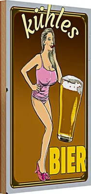 Produktbild von Holzschild Spruch Pinup 20x30cm kühles Bier