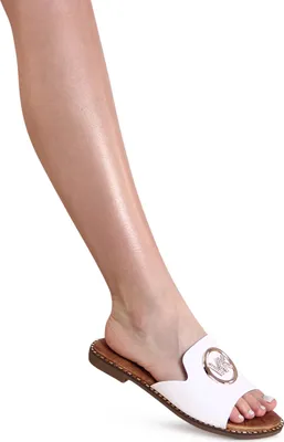 Produktbild von topschuhe24 3164 Damen Lack Pantoletten Glitzer Sandalen, Farbe:Weiß, Größe:40 EU