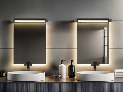 Produktbild von 2er SET dimmbare LED Bad Spiegelleuchten für Badezimmer, Schwarz Breite 50cm