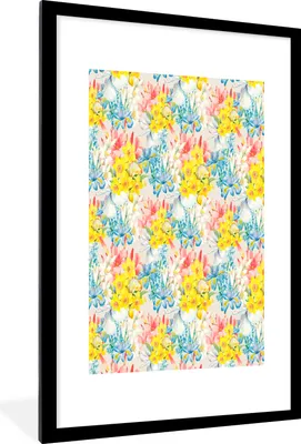 Produktbild von MuchoWow® MuchoWow® Gerahmtes Poster Blumen - Collage - Natur 60x90 cm - Poster mit zchwarzem Bilderrahmen - Dekoration - Wandposter Wohnzimmer - Hochwertig