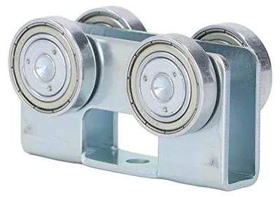 4-rolliger Trolley für Schiebetüren, legierter Stahl, Silber, leise Lager