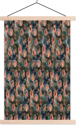 Produktbild von MuchoWow® Textilposter Blumen - Muster - Farben 120x180 cm mit holzfarbenen Rahmen - Textil-Plakat