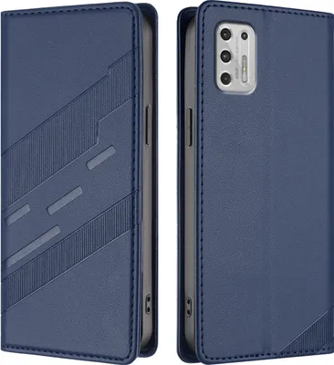 Produktbild von Hülle für Motorola Moto G Stylus 4G 2021, Kunstleder Brieftaschen Handyhülle mit Kartenfach und Standfunktion Blau