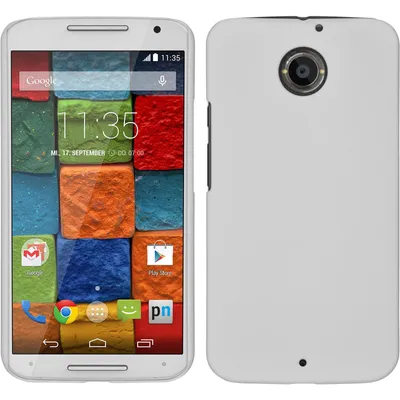 Produktbild von PhoneNatic Case kompatibel mit Motorola Moto X 2014 2. Gen. - Hülle weiß gummiert Hard-case + 2 Schutzfolien
