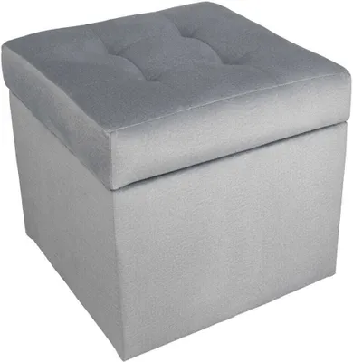 Obrázok produktu pre mg dizajnová čalúnená stolička, 45x45 cm, farba sivá - mäkký sedák, skladacia s úložným priestorom (50 l) vydrží zaťaženie do 100 kg