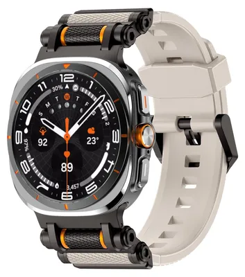 Obrázek produktu pro Pro Samsung Galaxy Watch Ultra 2 2025 / Watch Ultra 47mm Silikonový kovový řemínek Béžová / Černá