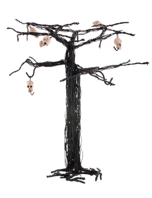 Produktbild von Verfluchter Horrorbaum mit Totenschädeln Halloween-Raumdeko braun-weiß 28 cm -