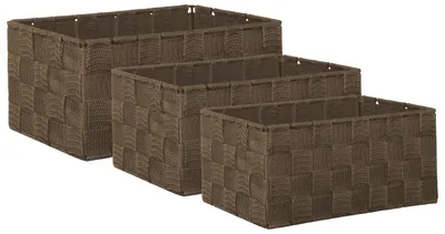 Zdjęcie produktu dla Omgoods - Zestaw 3 prostokątnych koszy do przechowywania, imitujących rattan