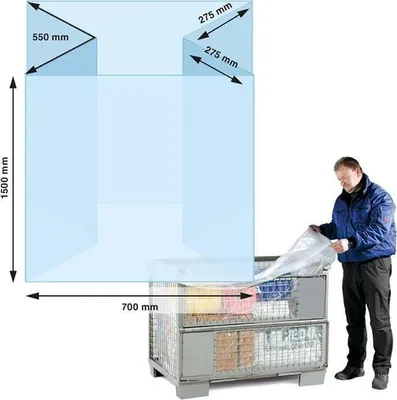 Produktbild von Seitenfaltensack Maße (B+SFxL) 700+550x1500mm S.60µ LPDE f.Kiste/Karton TRANSPAK