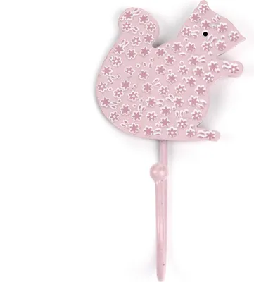 Produktbild von Kinderhaken Eichhörnchen Blümchen rosa