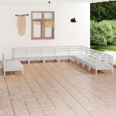 Produktbild von Cloris Designermöbel 11-tlg. Garten-Lounge-Set Massivholz Kiefer Weiß 2024 Neu