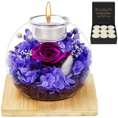 Immagine prodotto di Set regalo "Rosa Eterna in Vaso" con candele profumate, colore lilla