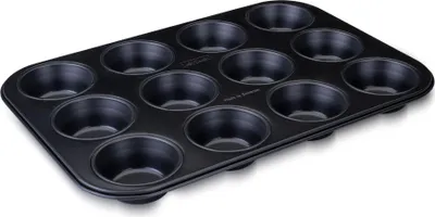 Produktbild von Zenker Perfect Black 12er Muffinform aus Stahlblech Antihaftbeschichtet, ideal für köstliche Muffins und Cupcakes