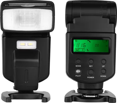 Produktbild von Andoer Universal Flash Speedlite GN40 Einstellbare LED-Fuelllicht Blitz auf der Kamera mit Halterungsersatz fuer Canon Nikon Olympus Pentax DSLR-Kameras