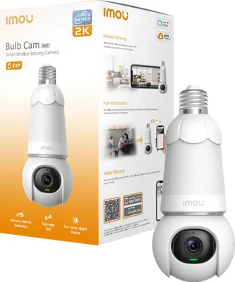 Zdjęcie produktu dla Imou Bulb Cam with light 2K, Kamera bezpieczeństwa IP, Zewnętrzna, Bezprzewodowy, Sufit, Biały, Żarówka