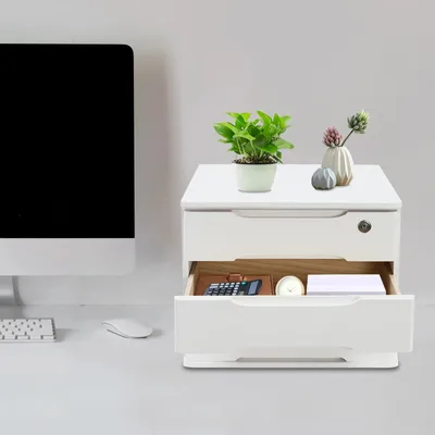 Image de Boîte de rangement en bois à 3 compartiments avec tiroirs verrouillables