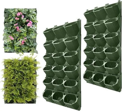 Obrázok produktu pre Samozavlažovacie nástenné kvetináče – závesné kvetináče – 36 ks – zelené – kvalitný plast