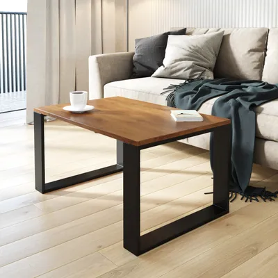 Produktbild von AKKE Antik Eiche Couchtisch mit schwarzen Beinen LxBxH: 80x60x45 cm