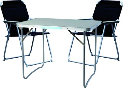 Produktbild von 3-teiliges Campingmöbel Set Alu L80xB60xH68cm Schwarz