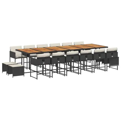Produktbild von （Robust Möbel） 17-tlg. Garten-Essgruppe - elegantes Design - Sitzgruppe/Gartenmöbel-Set - mit Kissen Schwarz Poly Rattan - Terassenmöbel DEMöbel501291