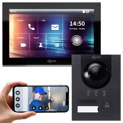 Produktbild von GOLIATH PRO IP Video Türsprechanlage | App | Anthrazit | 1-Familie | 10 Zoll | Aufputz | 180 Grad