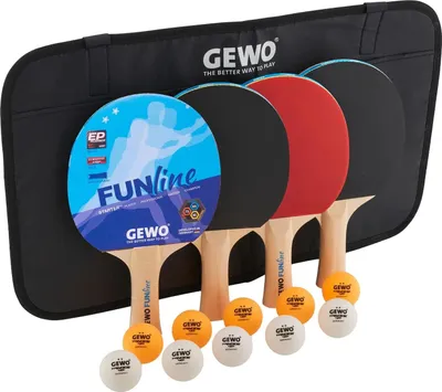 Produktbild von GEWO Tischtennisschläger Set Fun-Time – 4 Schläger, 10 Bälle & Tasche