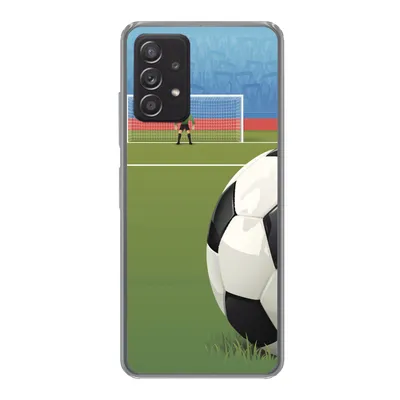 Produktbild von MuchoWow® Handyhülle Schutzhülle Hülle für Samsung Galaxy A33 5G Eine Illustration eines Fußballs auf dem Feld im Stadion - Jungen - Mädchen - Kinder Silikon Softcase Handy Hülle - Kartenhalter