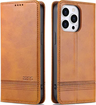 Produktbild von LederHülle für iPhone 14 Pro, Klapphüllen Brieftasche Magnetverschluss Ständer Schutzhülle für iPhone 14 Pro Braun