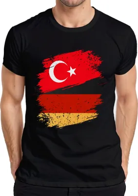 Produktbild von Türkische Deutsche Flagge Türkei Deutschland Fußball Fan Trikot Herren T-Shirt, Schwarz, M