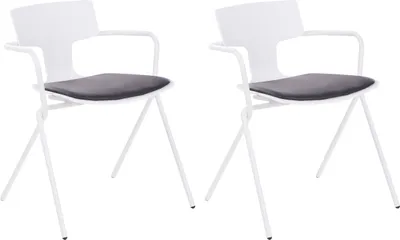 Produktbild von BELIANI Konferenzstuhl 2er Set Weiß / Schwarz aus Kunststoff mit Kunstleder Sitz Modernes Design Plastikstühle Esszimmer Küche
