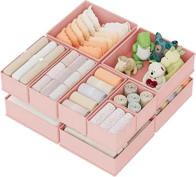 Produktbild von PolkaHome® Set von 10 Schubladen-Organizern, faltbar, Unterwäsche-Organizer, Aufbewahrungssystem, Kleiderschrank, Aufbewahrungsbox,