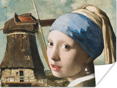 Produktbild von MuchoWow® Poster Das Mädchen mit dem Perlenohrring - Mühle - Vermeer 160x120 cm - Foto Plakat