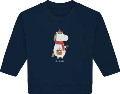 Produktbild von Mr. & Mrs. Panda Organic Baby Pullover Einhorn Pilz 24. - 36. Monat - French Navy - Geschenk, Unicorn, Motivation, Pilze, Spruch, Bullover, Einhörner