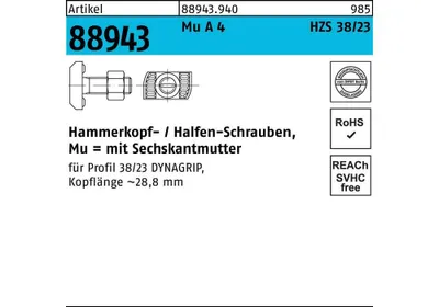 Produktbild von Hammerkopfschraube R 88943 6-kantmutter M 16 x 80 Mu A 4