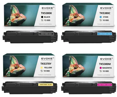 Obrázok produktu pre Kompatibilná tonera Evoke pre tlačiarne Kyocera TK-5380 TK5380, 4 ks (CMYK): čierna, azúrová, purpurová, žltá, výtlačnosť 43 000 strán, pre modely ECOSYS MA4000cifx, MA4000cix, PA4000cx