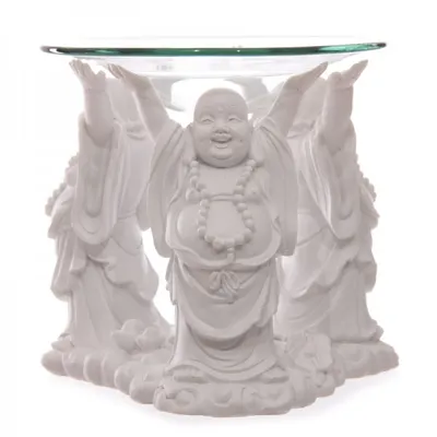 Produktbild von Weißer lachender Buddha Dutflampe mit Teelicht