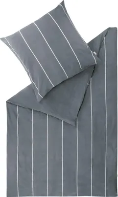 A folded duvet cover and pillowcase with a striped pattern.