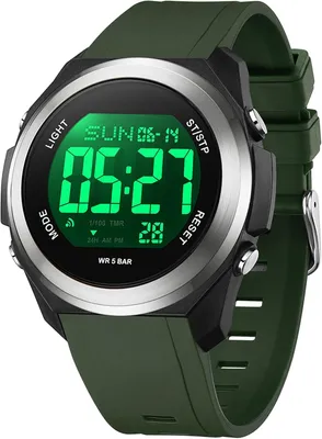 Imagen del producto de Reloj digital para mujer con retroiluminación LED de 7 colores, resistente al agua hasta 5 ATM, con alarma, cronómetro y funciones de reloj deportivo, ideal para niñas y mujeres
