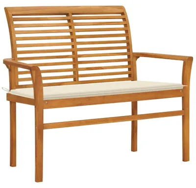 Produktbild von vidaXL Gartenbank mit Cremeweißer Auflage 112 cm Massivholz Teak