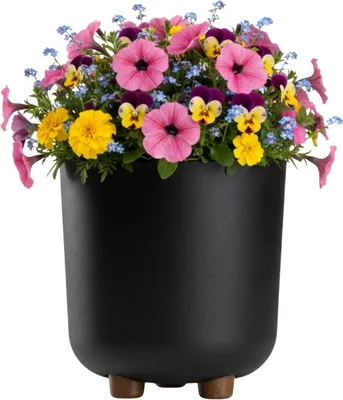 Immagine prodotto di HowHomely | Vaso da fiori - Fioriera - 21 x 19 cm - nero - con piedini - in materiale riciclato - Vaso da fiori