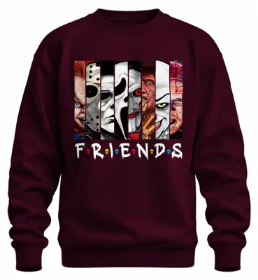 Obrázok produktu pre FRIENDS Horor Ikonen Jason Michael Pennywise Freddy Chucky Kult Uni mikina, bordová, L