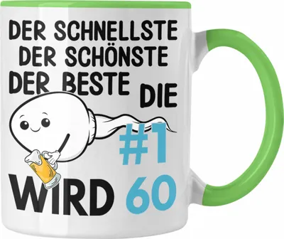 Produktbild von Trendation - 60. Geburtstag Tasse Geschenk Männer Vater 50er Geschenkidee Mann Lustig Spruch (Grün)