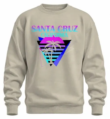 Produktbild von Santa Cruz California Palmen Sonne Vaporwave 80s Strand Sweatshirt Pullover, Natur, S