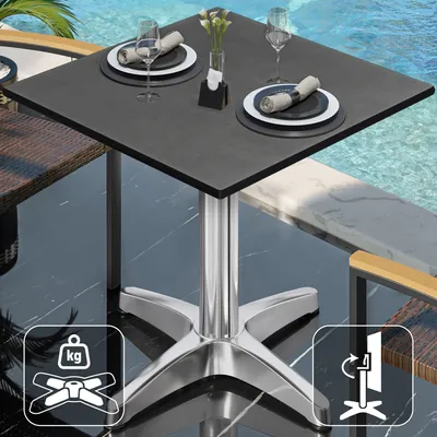 Produktbild von CPBL | HPL Bistro Tisch | B:T:H 60 x 60 x 78 cm | Anthrazit / Aluminium | Klappbar + Zusatzgewicht | Quadratisch | Bistrotisch Gastro Tisch