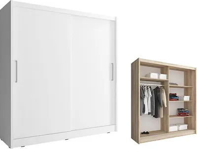 Produktbild von Schiebetürenschrank Kleiderschrank Schlafzimmer weiß - Breite 180cm