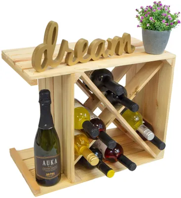 Produktbild von Weinregal aus unbehandeltem Naturholz, Serie X, 50 cm breit, 40 cm hoch, 27 cm tief
